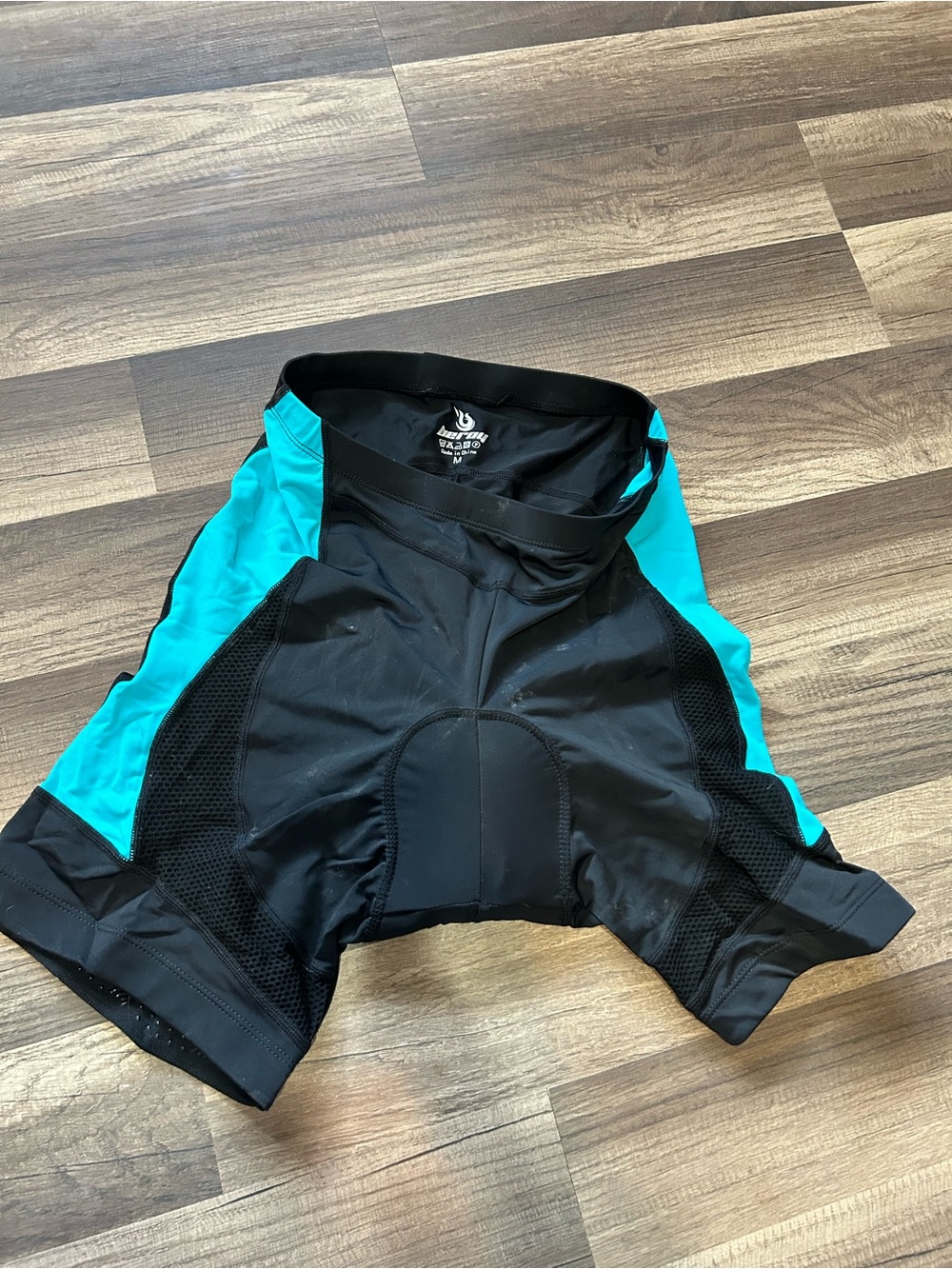 Women's Black & Teal Bike Shorts with Padded Chamois